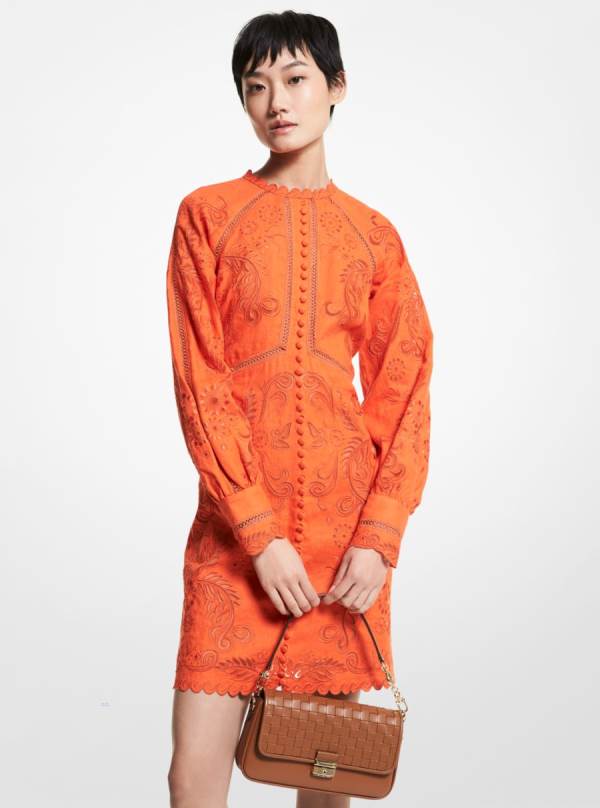 Damske Saty Michael Kors Floral Embroidered Hemp Mini Oranžové - Oblecenie Michael Kors Lacne | VAJIB-9067